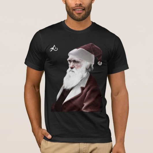 Atheïst - Darwin Kerstmis als kerstman T-shirt (Voorkant)
