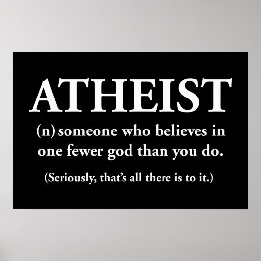 atheïst : iemand die in een minder god gelooft poster (Voorkant)