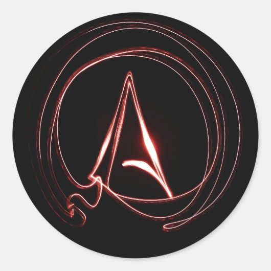 Atheïst in het rood ronde sticker (Voorkant)