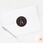 Atheïst in het rood ronde sticker (Envelop)