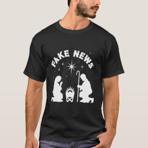 Atheïst Kerst Fake Nieuws Geboorte Scène Anti XM T-shirt