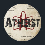 Atheïst Magneet<br><div class="desc">atheïstisch symbool op een oude versleten bruine achtergrond. Show de wereld dat je je niet schaamt om atheïst te zijn.</div>