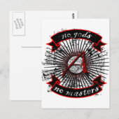 Atheïst No Gods, geen Masters Briefkaart (Voorkant / Achterkant)
