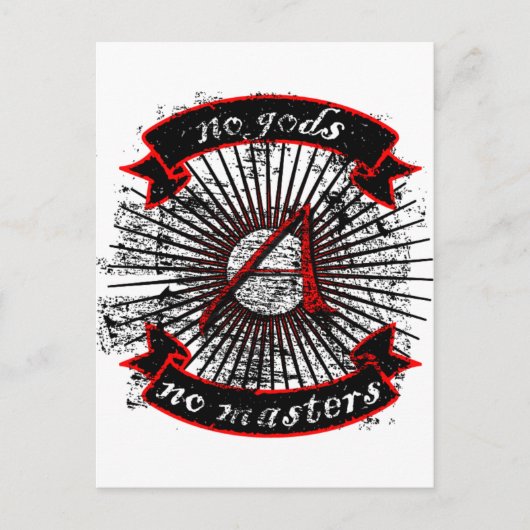 Atheïst No Gods, geen Masters Briefkaart (Voorkant)