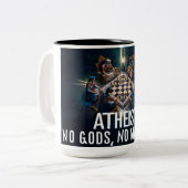Atheist: No Gods, No Masters Coffee Mug Tweekleurige Koffiemok (Voorkant links)