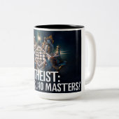 Atheist: No Gods, No Masters Coffee Mug Tweekleurige Koffiemok (Voorkant rechts)