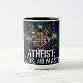 Atheist: No Gods, No Masters Coffee Mug Tweekleurige Koffiemok (Center)