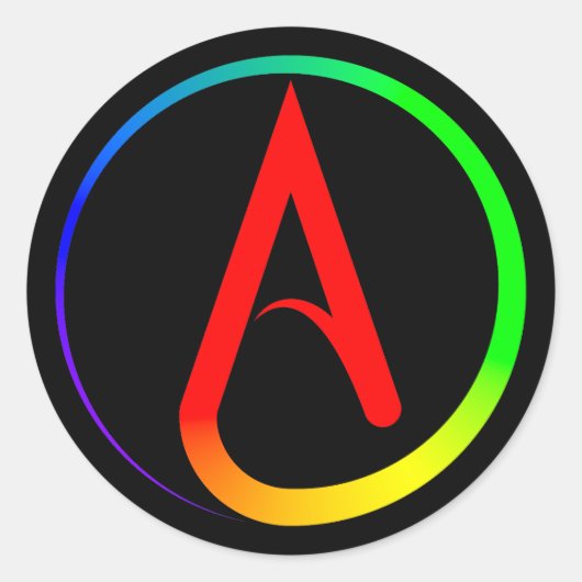 Atheist Symbol Rainbow Ronde Sticker (Voorkant)