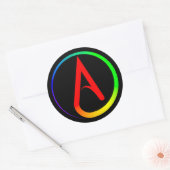 Atheist Symbol Rainbow Ronde Sticker (Envelop)