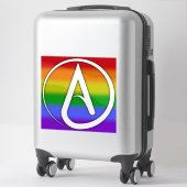 Atheist Symbol White over Rainbow Sticker (Koffer)