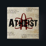 Atheïst Vierkante Button 5,1 Cm<br><div class="desc">atheïstisch symbool op een oude versleten bruine achtergrond.  Show de wereld dat je je niet schaamt om atheïst te zijn.</div>