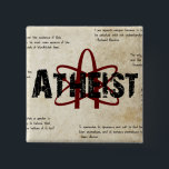 Atheïst Vierkante Button 5,1 Cm<br><div class="desc">atheïstisch symbool op een oude versleten bruine achtergrond.  Show de wereld dat je je niet schaamt om atheïst te zijn.</div>