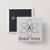 ATHEIST VOTER VIERKANTE BUTTON 5,1 CM (Voorkant /achterkant)