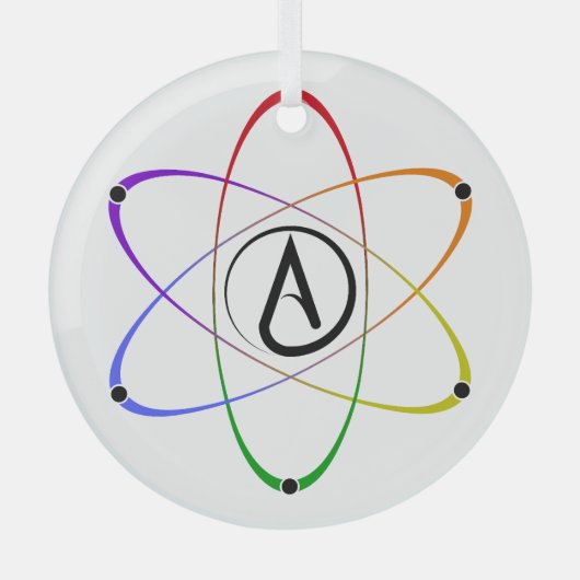 Atheïstisch Atoom Symbool Regenboog Glas Ornament (Voorkant)