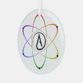 Atheïstisch Atoom Symbool Regenboog Glas Ornament (Voorkant links)