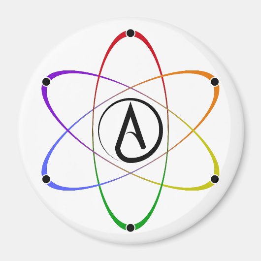Atheïstisch Atoom Symbool Regenboog Magneet (Voorkant)