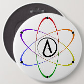 Atheïstisch Atoom Symbool Regenboog Ronde Button 6,0 Cm (Voorkant /achterkant)