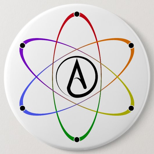 Atheïstisch Atoom Symbool Regenboog Ronde Button 6,0 Cm (Voorkant)