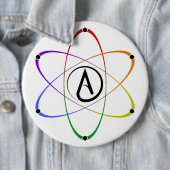 Atheïstisch Atoom Symbool Regenboog Ronde Button 6,0 Cm (In situ)