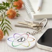 Atheïstisch Atoom Symbool Regenboog Sleutelhanger (Voorkant Rechts)