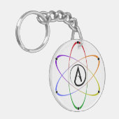 Atheïstisch Atoom Symbool Regenboog Sleutelhanger (Voorkant Links)