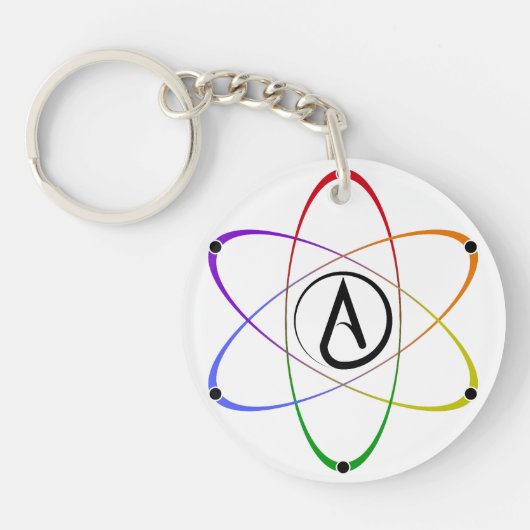 Atheïstisch Atoom Symbool Regenboog Sleutelhanger (Voorkant)