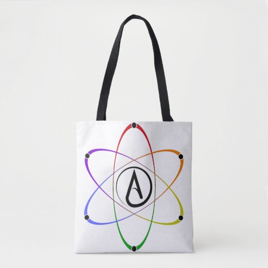 Atheïstisch Atoom Symbool Regenboog Tote Bag (Voorkant)