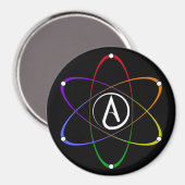 Atheïstisch Atoom Symbool Regenboog Wit Magneet (Voorkant / Achterkant)