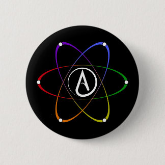 Atheïstisch Atoom Symbool Regenboog Wit Ronde Button 5,7 Cm