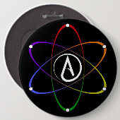 Atheïstisch Atoom Symbool Regenboog Wit Ronde Button 6,0 Cm (Voorkant /achterkant)