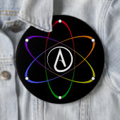 Atheïstisch Atoom Symbool Regenboog Wit Ronde Button 6,0 Cm (In situ)
