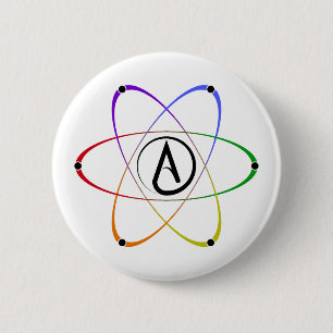 Atheïstisch Atoom Symbool Regenboog Zwart Ronde Button 5,7 Cm
