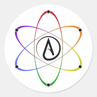 Atheïstisch Atoom Symbool Regenboog Zwart Ronde Sticker