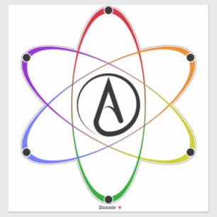 Atheïstisch Atoom Symbool Regenboog Zwart Sticker
