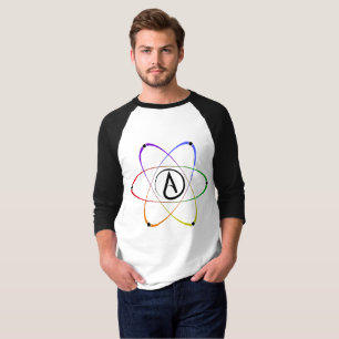 Atheïstisch Atoom Symbool Regenboog Zwart T-shirt
