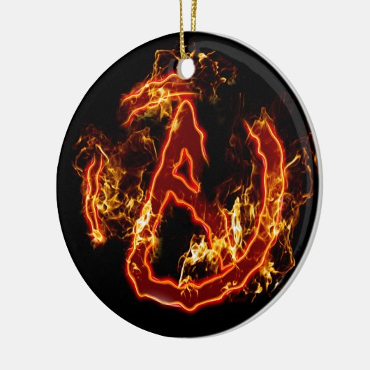 Atheïstisch brandsymbool keramisch ornament (Links)