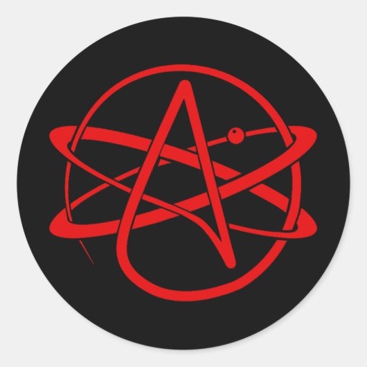 Atheïstisch nieuw logo rood ronde sticker (Voorkant)
