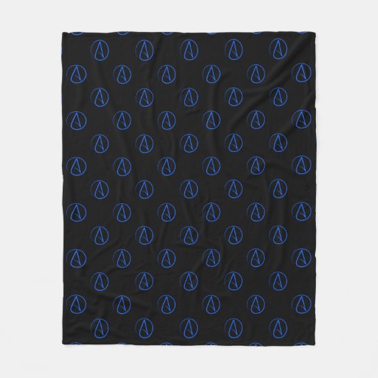 Atheïstisch symbool: blauw op zwart fleece deken (Voorkant)