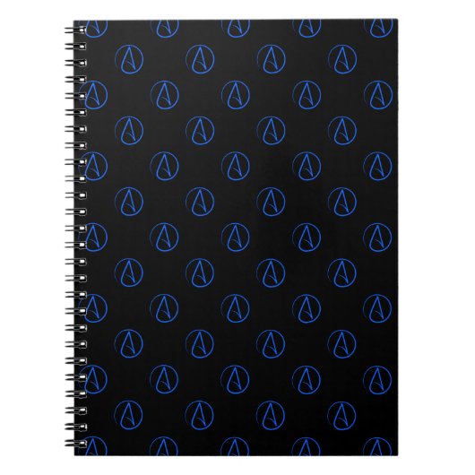 Atheïstisch symbool: blauw op zwart notitieboek (Voorkant)
