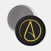 Atheïstisch symbool: geel op zwart magneet (Voorkant / Achterkant)
