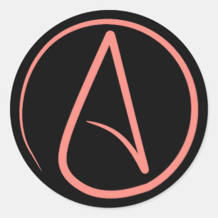 Atheïstisch symbool: koraal op zwart ronde sticker