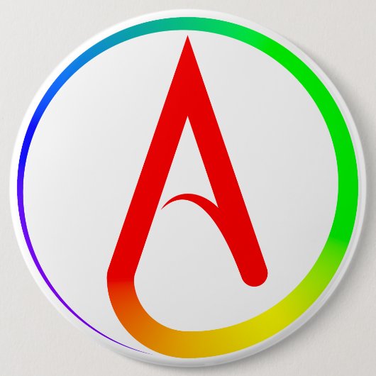 Atheïstisch Symbool Regenboog Ronde Button 6,0 Cm (Voorkant)