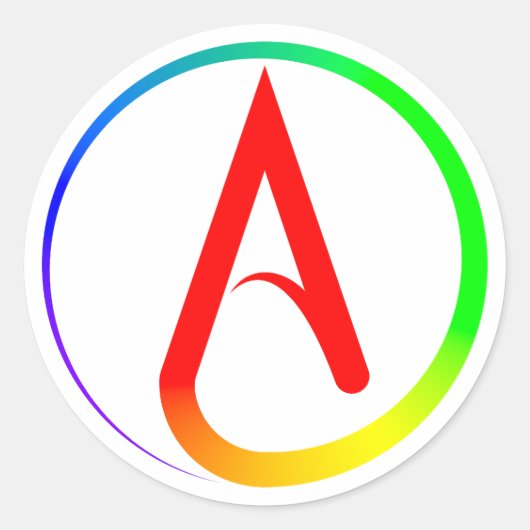 Atheïstisch Symbool Regenboog Ronde Sticker (Voorkant)