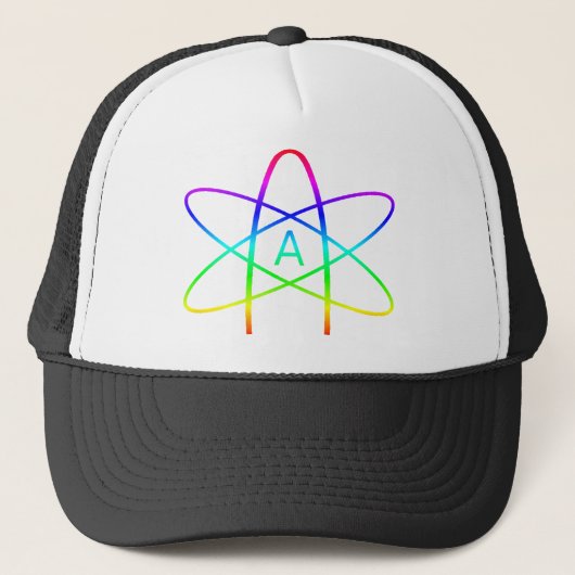 Atheïstisch symbool regenboog trucker pet (Voorkant)