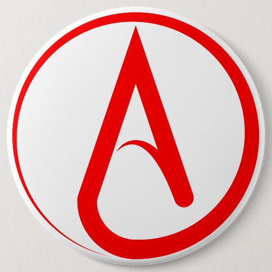 Atheïstisch Symbool Rood Ronde Button 6,0 Cm (Voorkant)