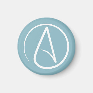 Atheïstisch symbool: wit op grijs blauw magneet