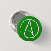 Atheïstisch symbool: wit op groen ronde button 3,2 cm (Voorkant /achterkant)