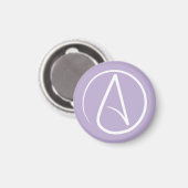 Atheïstisch symbool: wit op lavender magneet (Voorkant / Achterkant)