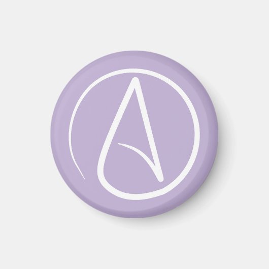 Atheïstisch symbool: wit op lavender magneet (Voorkant)