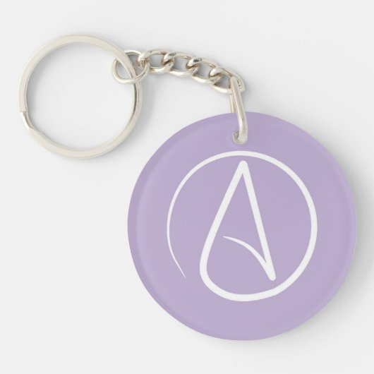 Atheïstisch symbool: wit op lavender sleutelhanger (Voorkant)